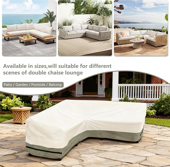 okcool Outdoor Sectional Sofa Cover Waterproof V Shaped Patio Furniture Covers - Image 4