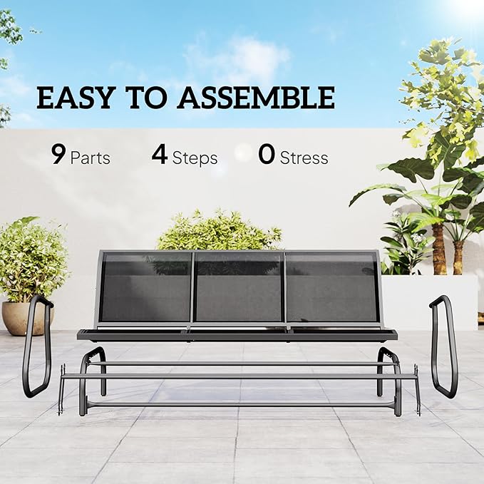 Outsunny 3-Person Patio Glider Bench, Outdoor Porch Glider Swing - Image 5