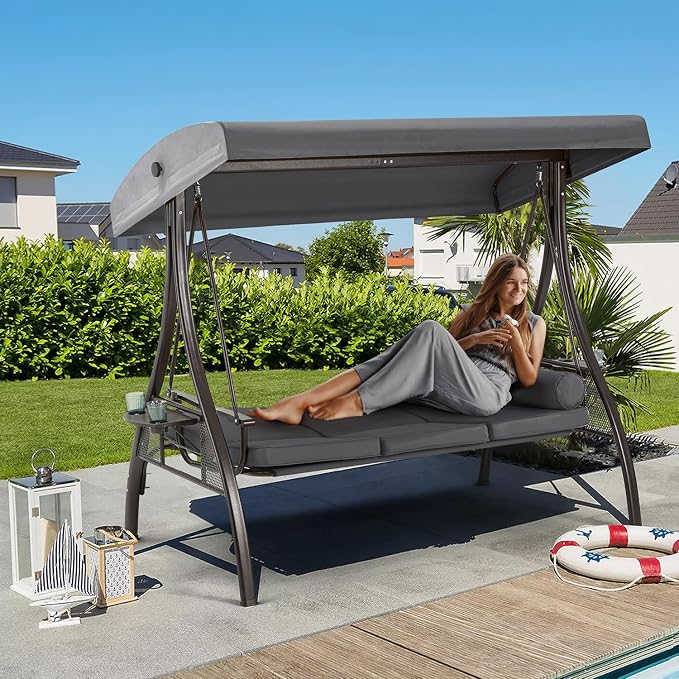 HOMREST 3 Person Outdoor Porch Swing - Image 8