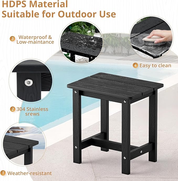 LUE BONA Outdoor Side Table, HDPS Small Outdoor Adirondack Side Tables - Image 5