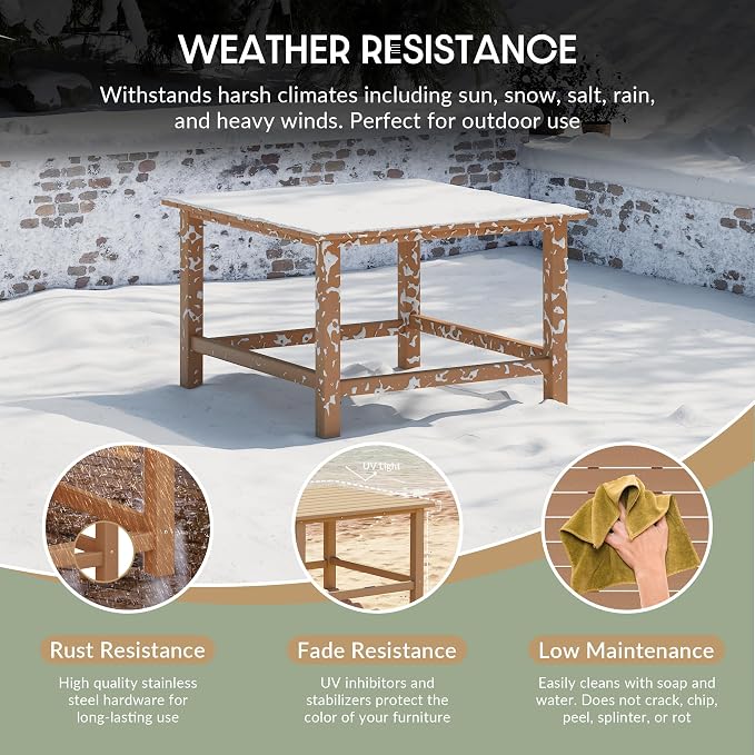 WestinTrends Malibu Low Outdoor HDPE Square Patio Coffee Table - Image 4