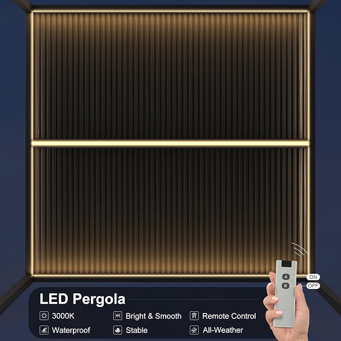 PURPLE LEAF LED Louvered Pergola 94AS 12'x 12' Full Aluminum Frame and - Image 3