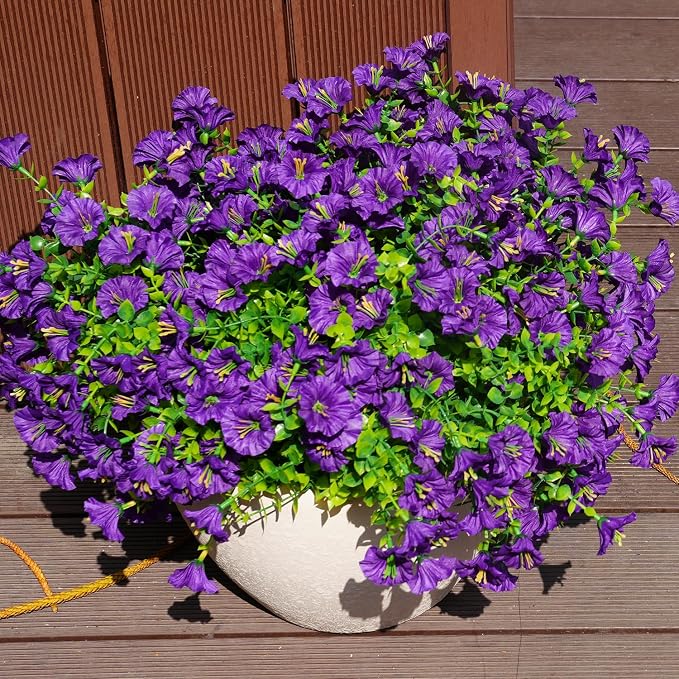 Artificial Flowers for Outdoors, UV Resistant Fake Silk Morning Glory, - Image 4