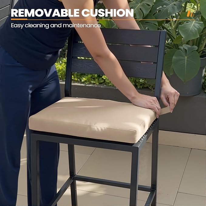 Crestlive Products Outdoor Bar Stools Set of 2, Patio Counter Height Barstools - Image 7