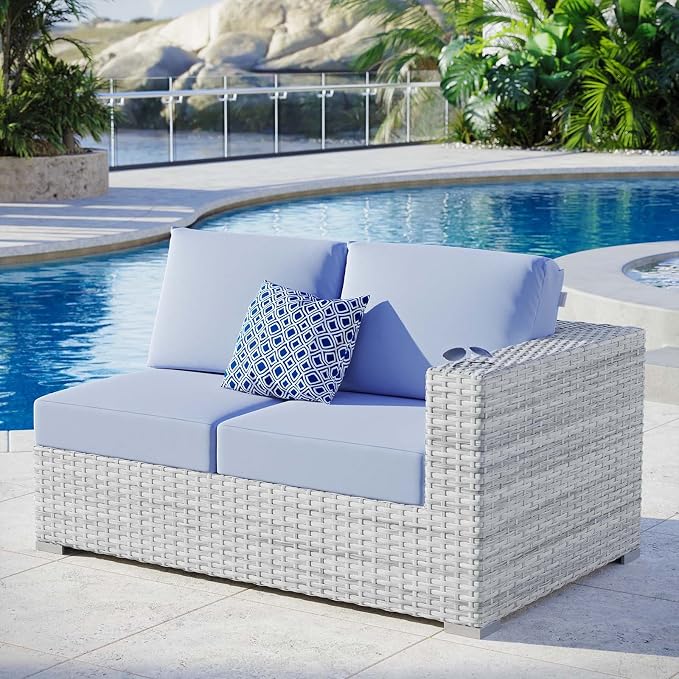 Modway Convene Wicker Rattan Outdoor Patio Right-Arm Loveseat in Light Gray by Modway