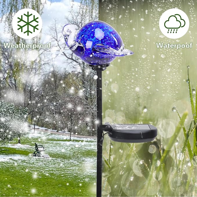 Afirst Decorative Solar Lights Outdoor Solar Turtle Stake Lights Hand Blown - Image 5