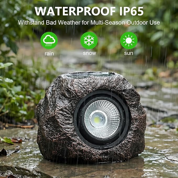 Solar Rock Lights Outdoor Garden Waterproof - Image 3