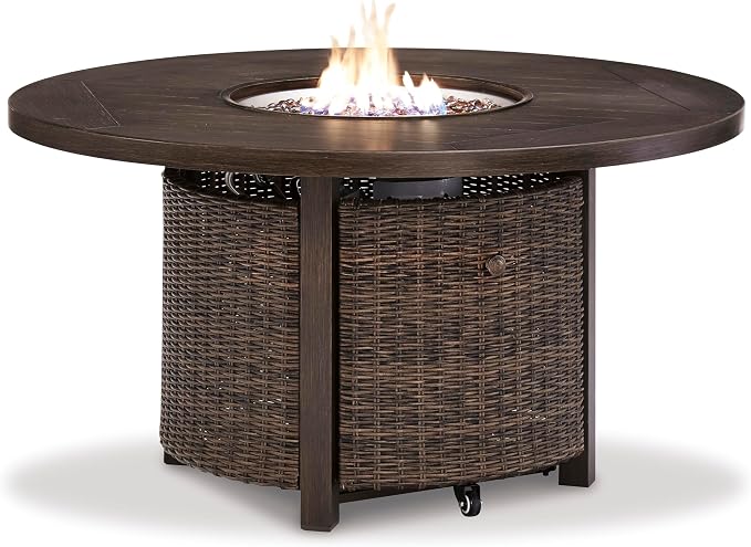Signature Design by Ashley Paradise Trail Outdoor Round Wicker Patio Fire Pit - Image 9