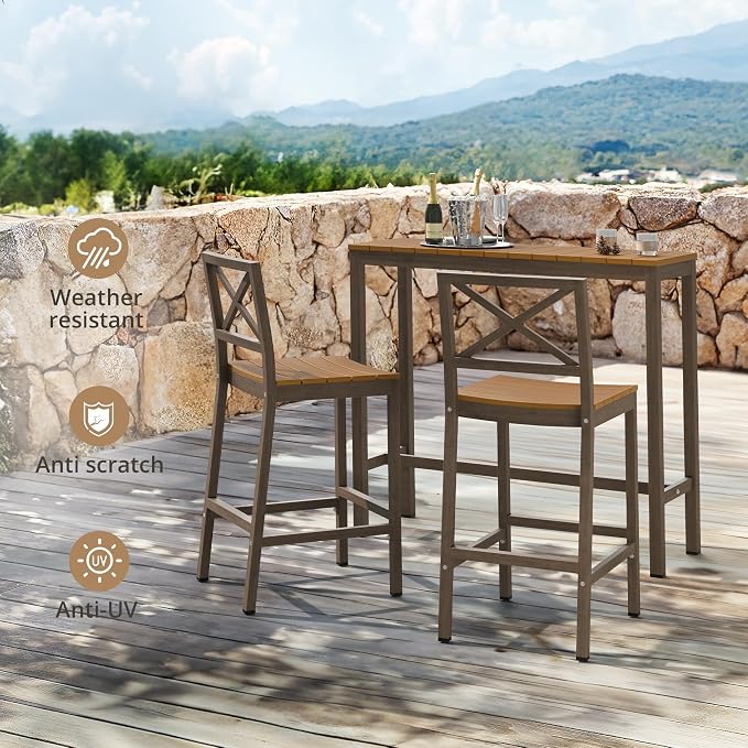 Outdoor Bar Table, Waterproof HDPS Slatted Top, Weather Resistant, Hot Tub - Image 7