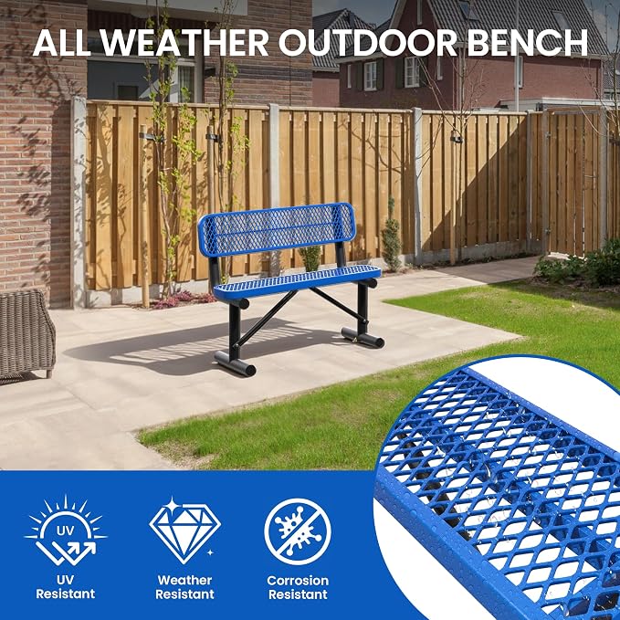 4 Feet Steel Park Bench for Outside, Outdoor Bench - Image 6