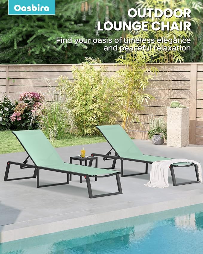 Aluminum Chaise Lounge Chair Outdoor, Foldable & Assembly Free Patio Pool - Image 6