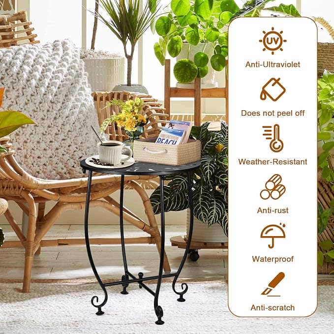 2 Pack Outdoor Side Tables for Patio, Weather Resistant Steel Patio Side Table - Image 6