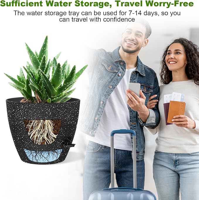 12 Inch Large Self Watering Pots, Flower Pots - Image 5