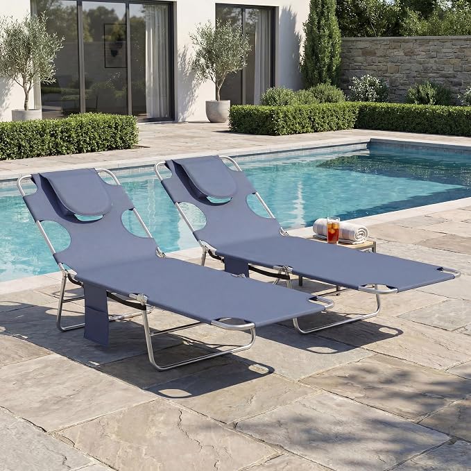 Outsunny Chaise Lounge Chair Outdoor Set of 2 - Image 8