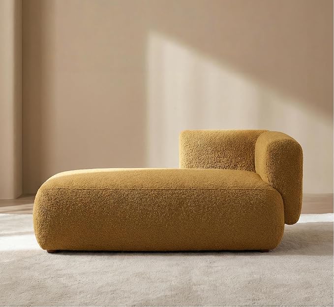 Boucle Chaise Lounge Chair Indoor Comfy Fluffy Lounge Sofa Upholstered Chaise by Unknown