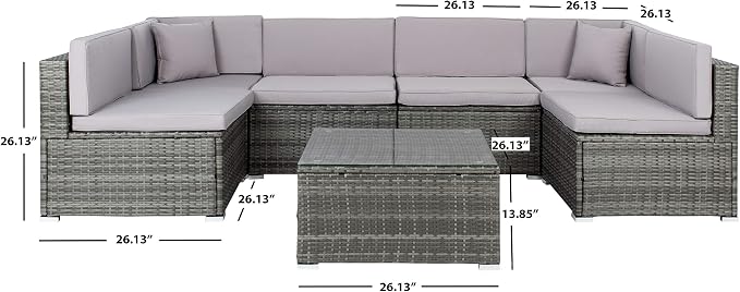 SAFAVIEH PAT7510B-2BX Collection Sectional Diona Grey Outdoor Living Patio Set - Image 4