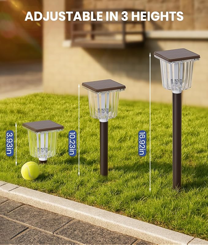 Super Bright Solar Garden Lights Powered 8 Pack, Adjustable Warm&Cool White - Image 6