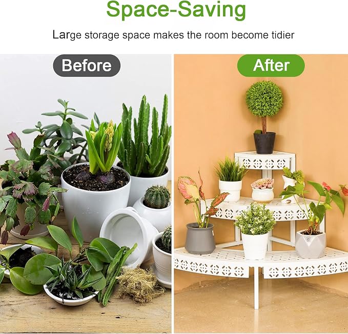 aboxoo 3 Tier Plant Stand Semi-Circular Flower Pot Organizer Rack Quarter Round - Image 3