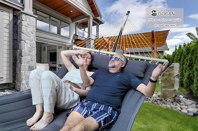 Double Hammock with Quilted Fabric and Spreader Bars, Longer and Sturdier - Image 5
