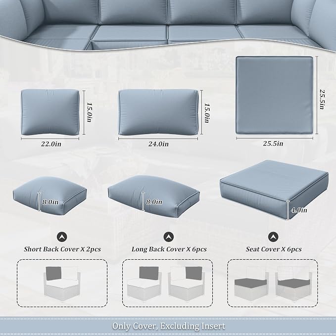14 Pcs Outdoor Cushion Slipcovers Outdoor Patio Cushion Covers Replacement - Image 2
