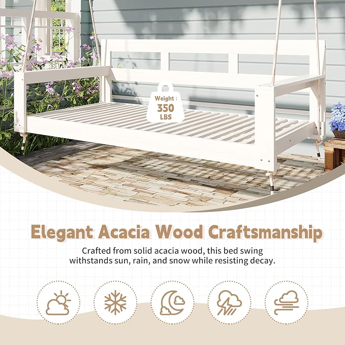 Twin Size Porch Swing Daybed Frame, Outdoor Porch Swing Chair, Framhouse - Image 6