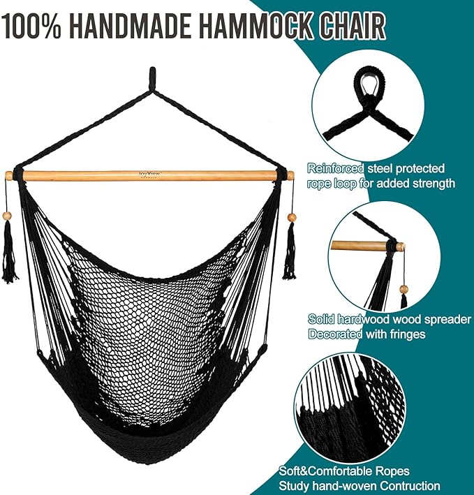 JoyView Hammock Chair with Spreader Bar Caribbean Hammock Swing Chair 300 LBS - Image 3