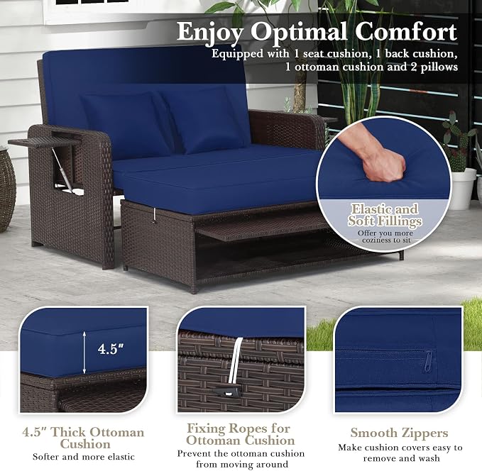 HAPPYGRILL Patio Rattan Wicker Daybed - Image 5