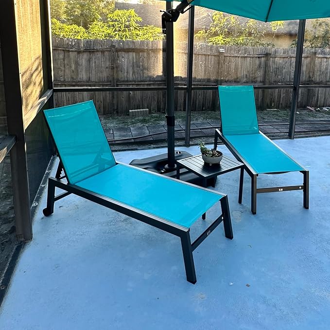 PURPLE LEAF Outdoor Patio Chaise Lounge Set 2 Pieces Pool Lounge Sunbathing by PURPLELEAF
