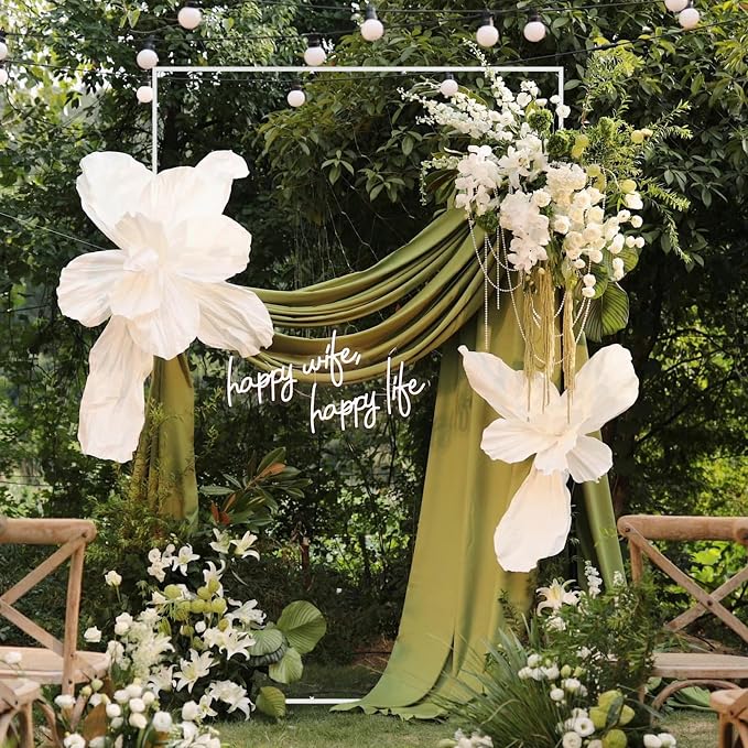 Wokceer Wedding Arch Backdrop Stand Square 7.2 x 6.6 FT White Backdrop Stand - Image 7