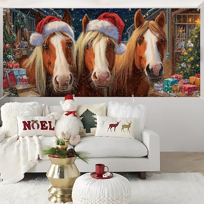 Christmas Garage Door Decorations 6x13FT, Three Horses - Image 5