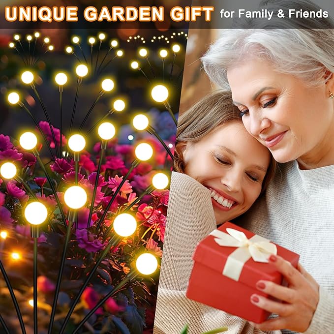Solar Garden Lights, Solar Firefly Lights, 8 Pack 64 Heads Solar Lights Outdoor - Image 2