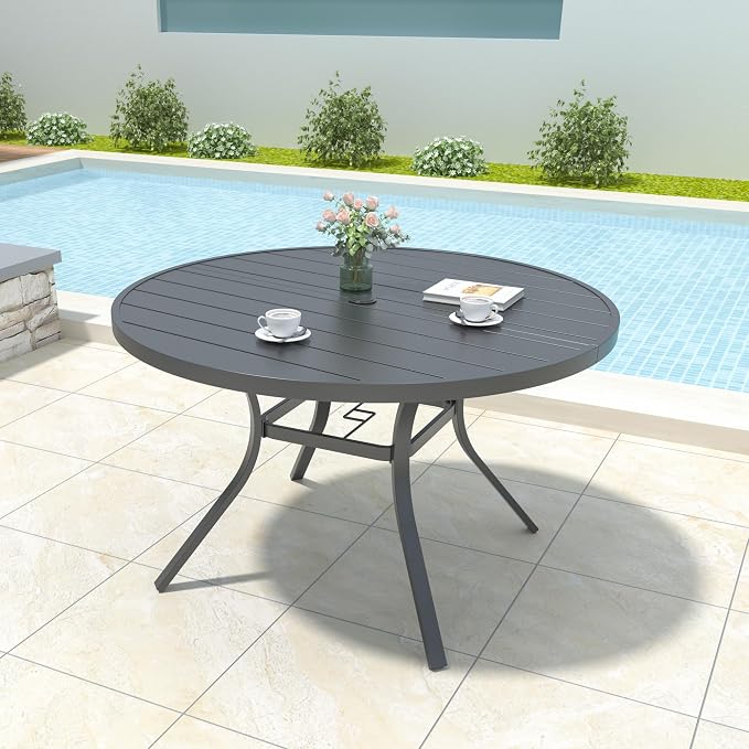 7-Piece Outdoor Dining Set, 6 Stackable Chairs & 48" Round Table - Image 6