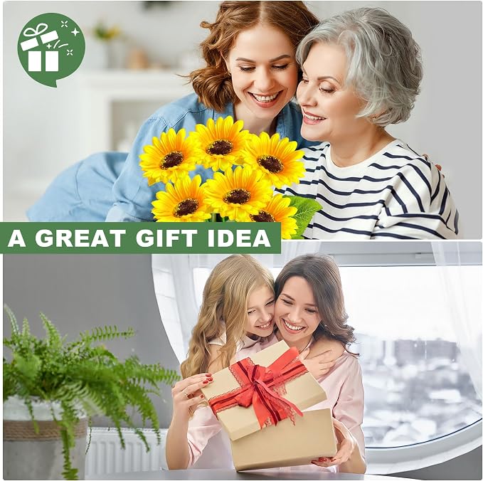 2 Pack with 12 Sunflower Solar Lights Outdoor Garden Decor, Solar Flowers - Image 6