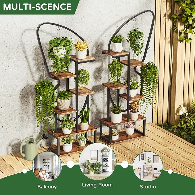 6 Tier Plant Stand Indoor Butterfly-Shaped, Tall Metal Plant Stand - Image 6