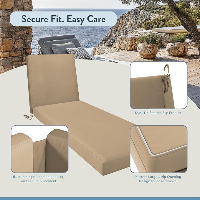 California Umbrella Outdoor Chaise Lounge Cushion, 24 x 78 Inch, Premium - Image 3