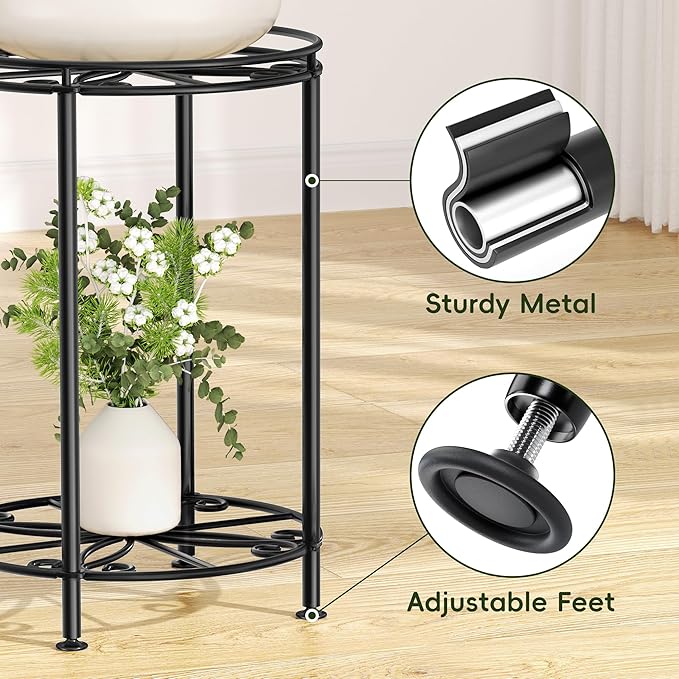 Plant Stand 2-Tier 10.2in Width 16.4in Tall Flower Pot Rack Small Plant Table - Image 6