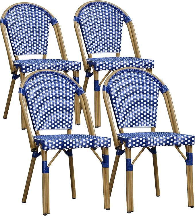 PURPLE LEAF Outdoor Dining Chair Set of 4 Aluminum Wicker Chairs by PURPLELEAF