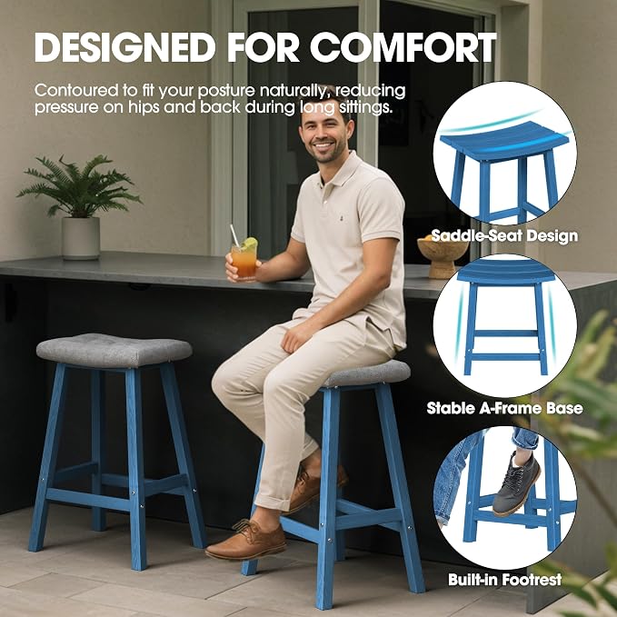 Ciokea 4 Set 29" Outdoor Bar Stools - Image 4