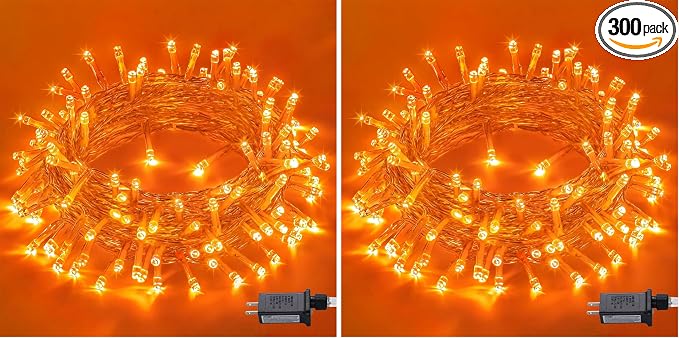 JMEXSUSS 150LED Orange Halloween Lights Indoor Outdoor, Connectable Christmas by JMEXSUSS
