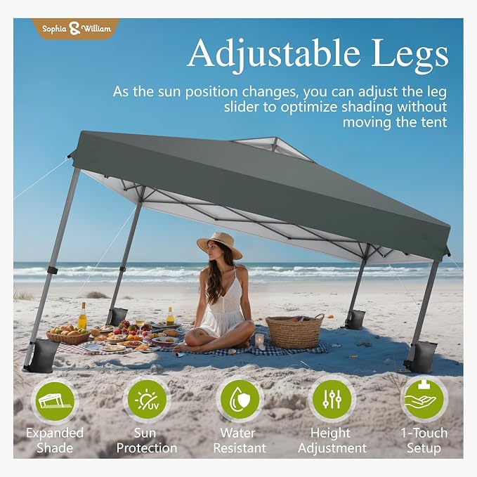 Sophia & William Canopy Tent Pop Up 10x10 ft, One Person Push Set Up Tent - Image 8