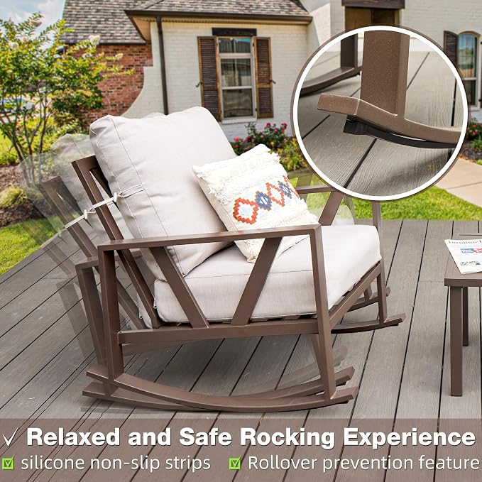 Outdoor Patio Rocking Chair, Porch Bistro Balcony Rocker Chair - Image 5