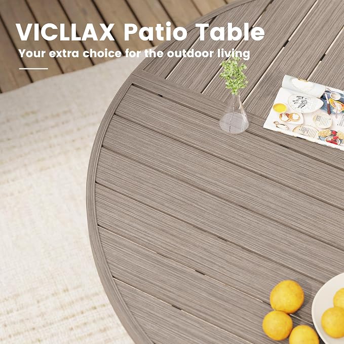VICLLAX 63" Round Outdoor Table, Patio Dining Table - Image 6