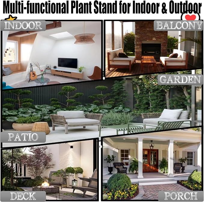 Plant Stand, Retro Design Round, Rust-Proof Coated Metal Pot Stand - Image 7