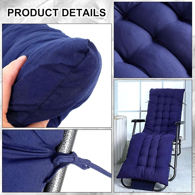 67 x 19 Inch Chaise Lounge Cushions Soft Lounge Chair Cushion Gravity Chair - Image 3