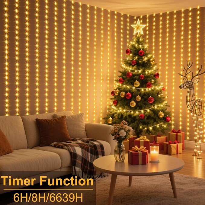 ZAIYW Curtain Lights 600 LED 20Ftx10Ft, Dual Color Changing Curtain Fairy Light - Image 3