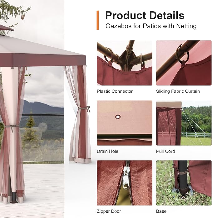 Patio Gazebo Tent Outdoor Canopy Shelter 10'x10' - Image 5