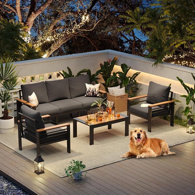 Aoxun Aluminum Patio Furniture Set 5 Seats, Oversized Outdoor Sectional - Image 8