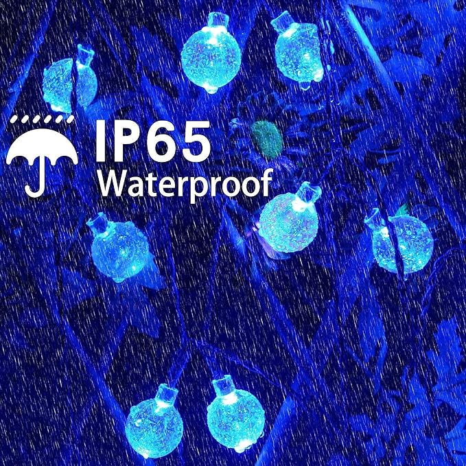 Blue 2-Pack 100 LED 64FT Crystal Globe Solar Christmas Lights, Outdoor - Image 2