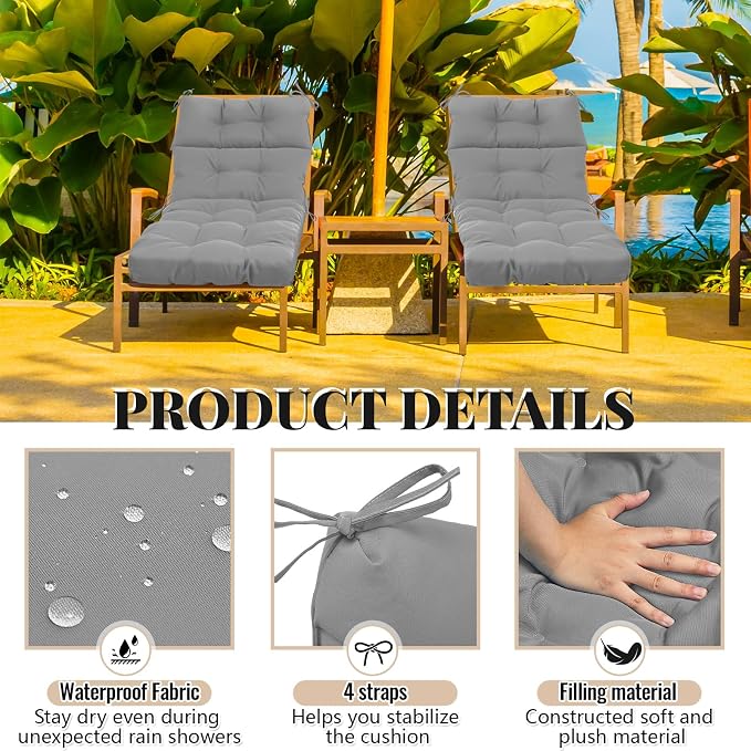 Kigley 4 Pcs Chaise Lounge Cushions 75 x 22 x 5 Inches Soft Lounge Chair - Image 4