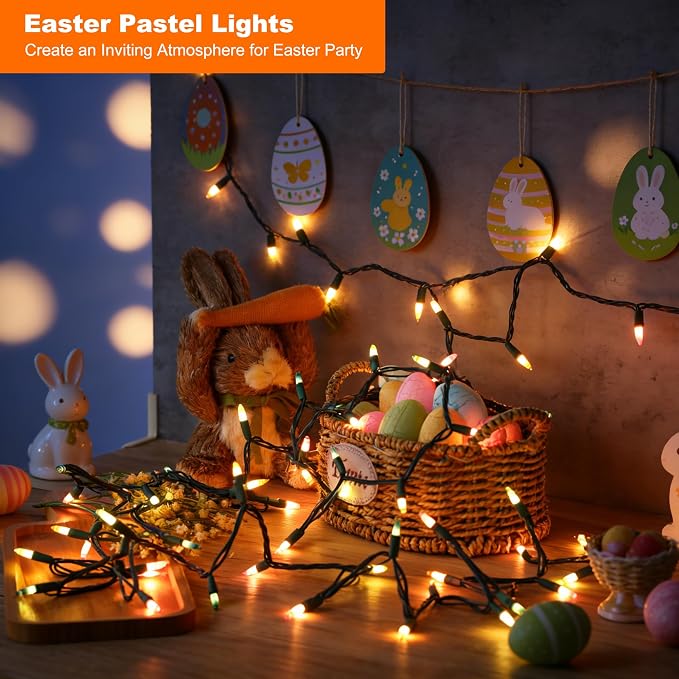 BrizLabs Easter Lights String, 34.8ft 150 Count Pastel Lights Connectable - Image 3